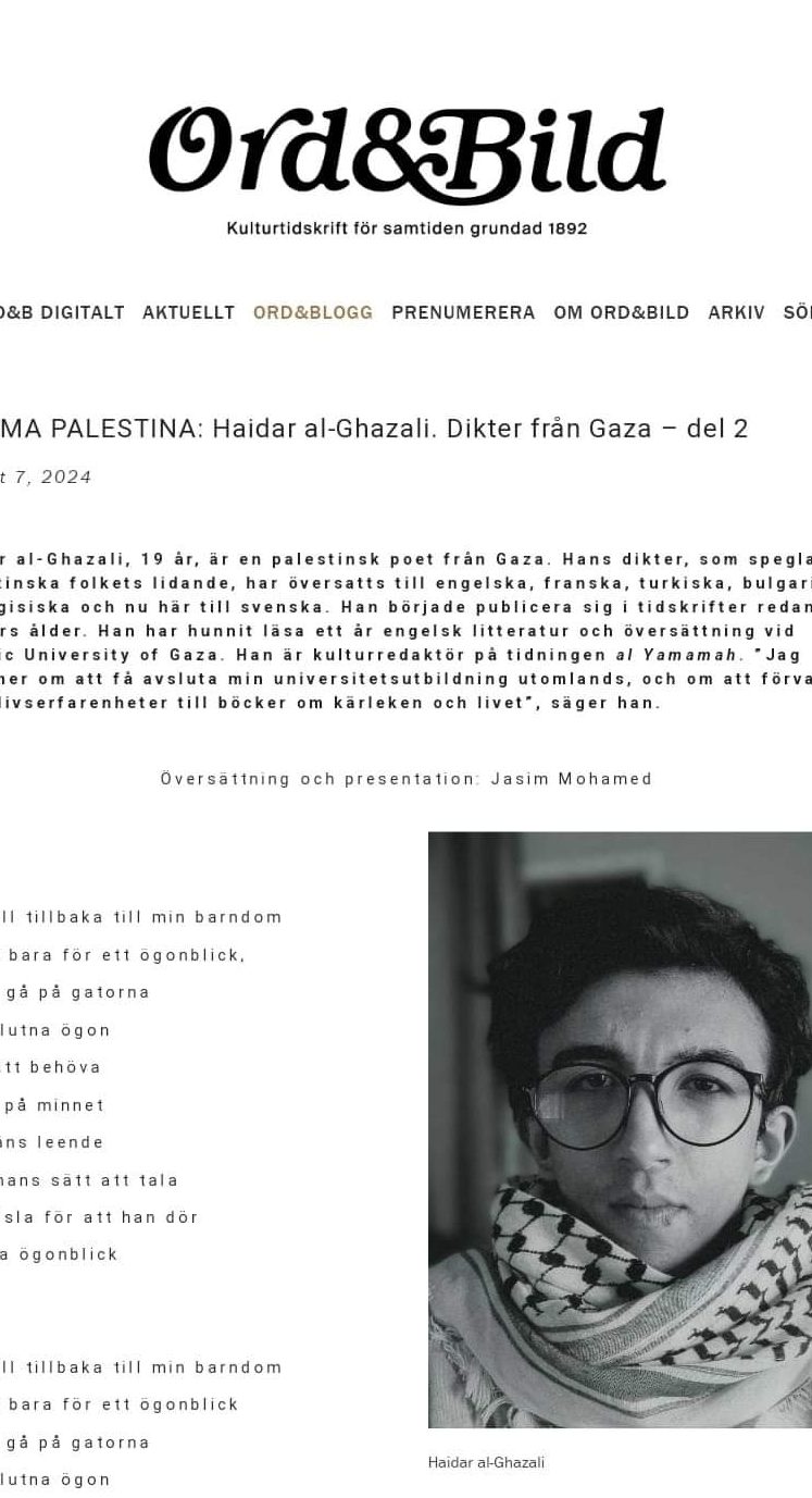 نصوص حيدر الغزالي إلى اللغة السويدية